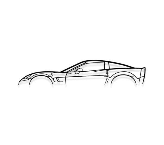 Corvette C6 Zr1 - Décoration Murale En Métal - Silhouette Voiture - 100cm