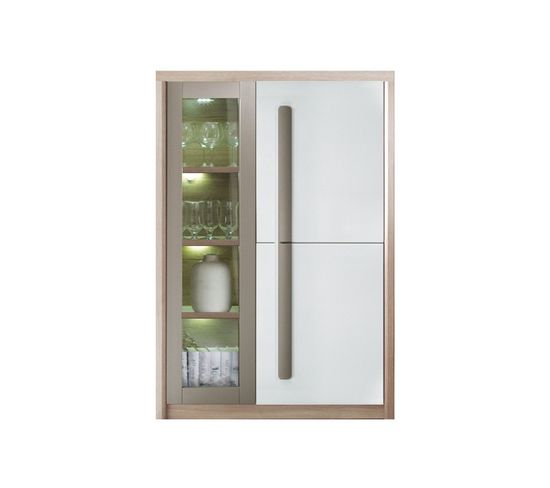 Roma Armoire Vitrine 2 Portes Battantes Avec Lumières Led 90x130 Cm