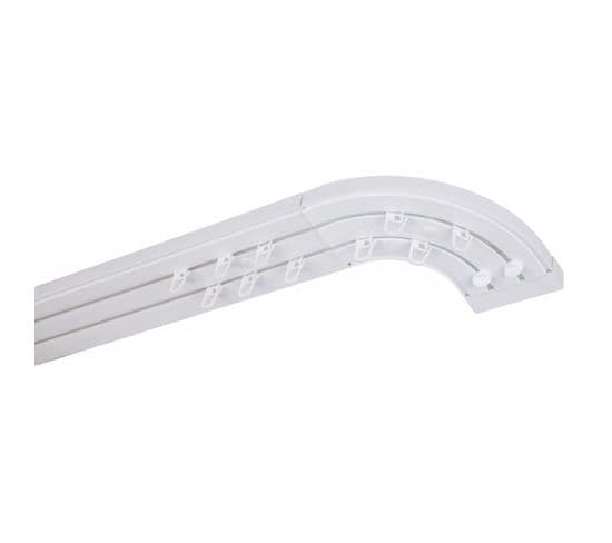 Simi Rail De Plafond Tringle En Pvc Pour Rideaux à Crochets    Blanc   Double Rail Courbé 120 Cm