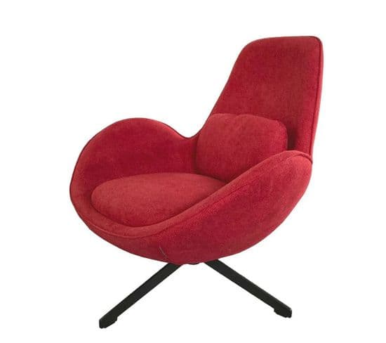 Space - Fauteuil Rotatif Tissu Rouge