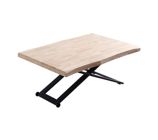 Matika  - Table Basse Rehaussable Bois Et Acier Noir L120