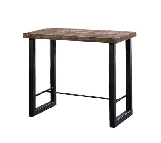 Bodega - Table Haute En Acier Et Bois Foncé L 120