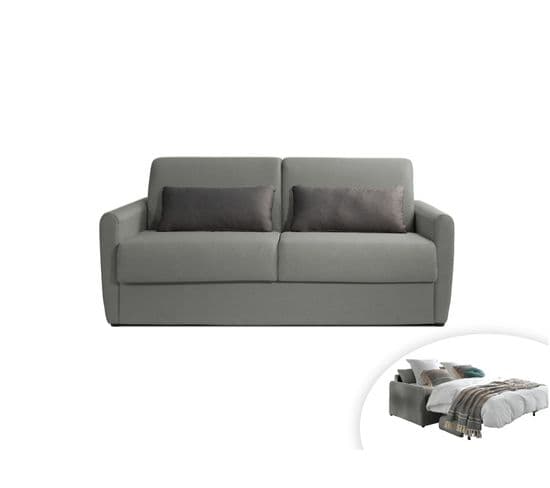 Canapé Droit Convertible 3 Places Ari En Tissu Gris Clair