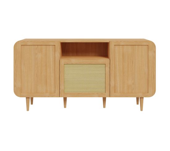 Mathilde - Buffet Bas - Bois Et Cannage - 160 Cm