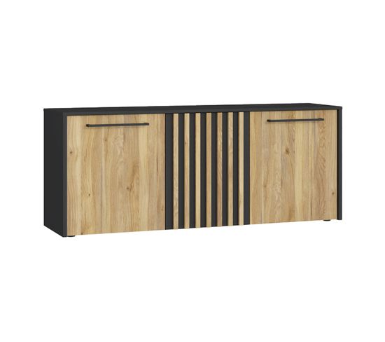 Varna - Buffet Bas - Bois Et Noir - 165 Cm