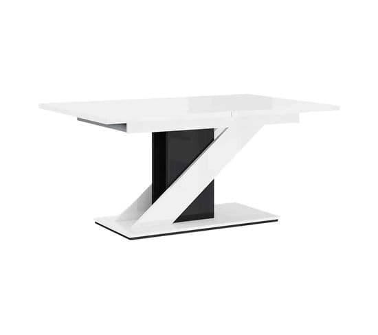 Burnie - Table à Manger Extensible - Blanc Et Noir - 120 à 160 Cm