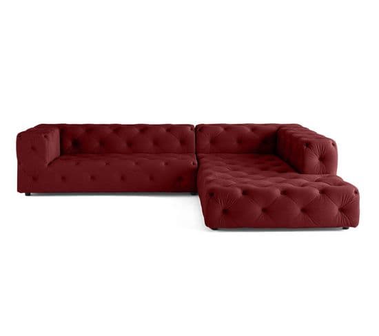 Gallata - Canapé Chesterfield D'angle Droit - 5 Places - En Velours