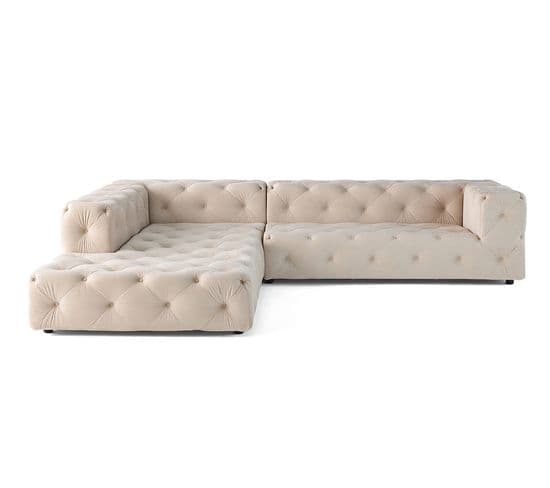 Gallata - Canapé Chesterfield D'angle Gauche - 5 Places - En Velours