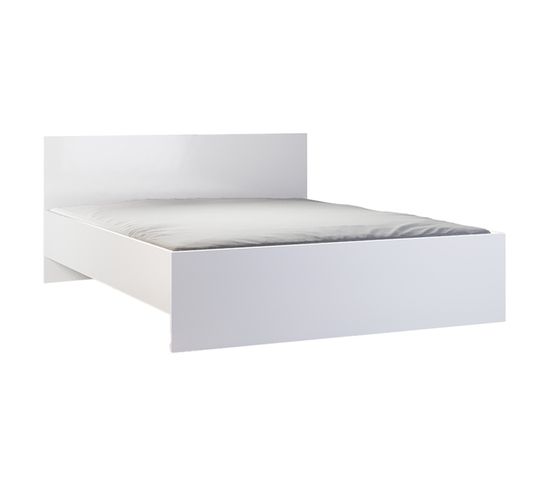 Hayato - Lit - 160x200 - Sommier Inclus - Bois Et Blanc