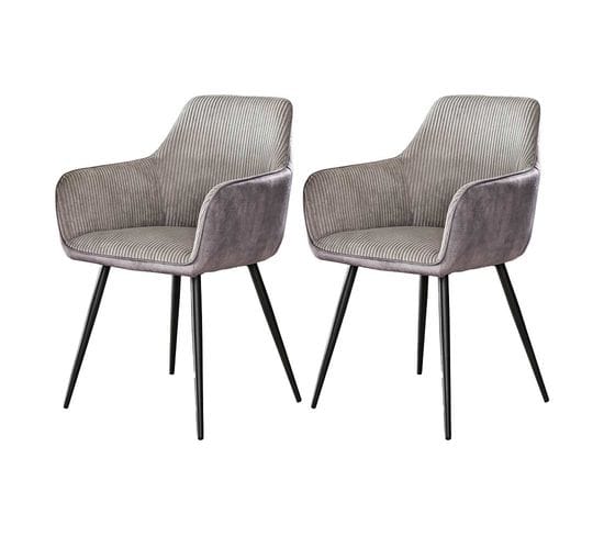 Lormi - Lot De Deux Fauteuils - En Velours Côtelé Et Velours - Gris