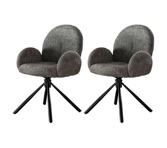 Narla - Lot De Deux Fauteuils Rotatifs - En Tissu Bouclette Gris