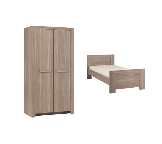 Lit Junior 90x190 Et Armoire 2 Portes Gami Hangun Bois Chambre Bebe Complete But