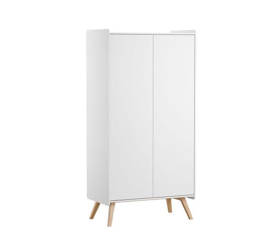 Armoire 2 Portes Vintage - Blanc Et Bois