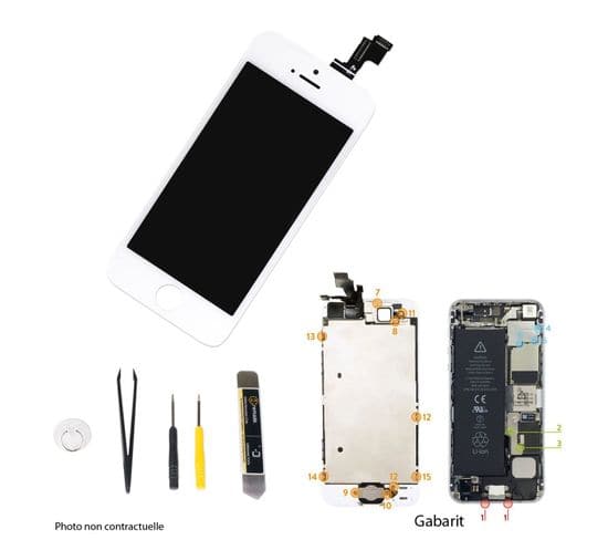 Kit Reparation Ecran iPhone5c Noir  Ecr5cnr-11 Pour Smartphone Apple