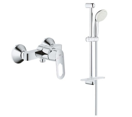 Grohe - Mitigeur Douche Avec Douchette Monocommande Bauloop Avec Barre De Douche Et Porte Savon Tem