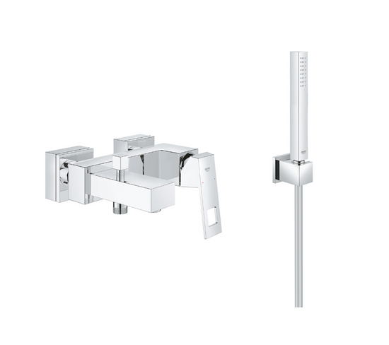 Grohe Pack Mitigeur Bain Douche Mécanique Mural 2 Trous Eurocube Chrome Complet