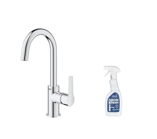 Mitigeur Lavabo Grohe Quickfix Start 2021 Avec Tirette Et Vidage Taille L + Nettoyant Grohclean