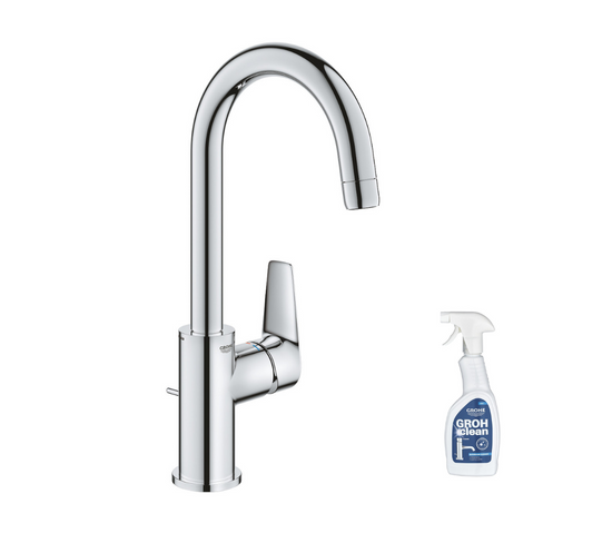 Mitigeur Lavabo Grohe Quickfix Start Edge Avec Tirette Et Vidage Taille L + Nettoyant Grohclean