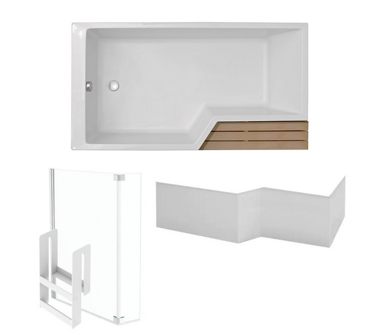 Pack Baignoire Bain Douche 160 X 90  Jacob Delafon Neo Version Gauche + Tablier + Pare Bain Chromé