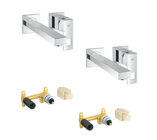 Lot De 2 Mitigeurs Lavabo Mural Grohe Eurocube M + Corps Encastré