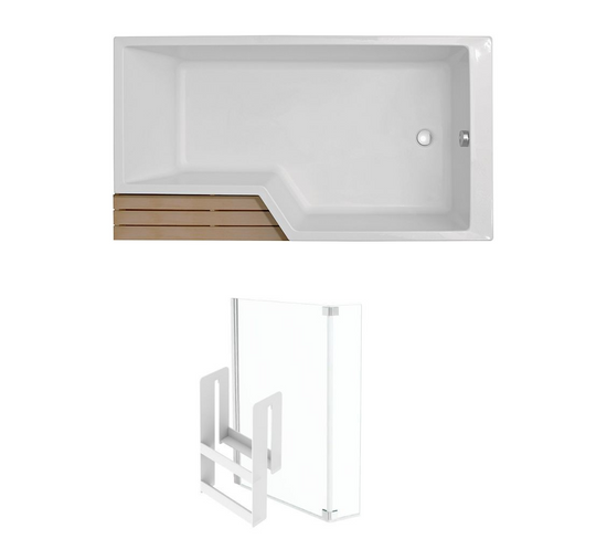 Pack Baignoire Bain Douche Antidérapante 150 X 80 Jacob Delafon Neo Blanc Mat - V.droite + Pare Bai