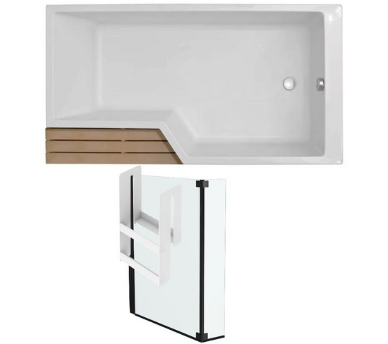 Pack Baignoire Bain Douche 180 X 90 Jacob Delafon Neo Version Droite + Pare Bain Noir Mat