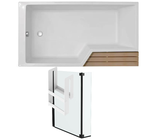 Pack Baignoire Bain Douche Antidérapante 180 X 90 Jacob Delafon Neo Blanc Mat - V.gauche + Pare Bai