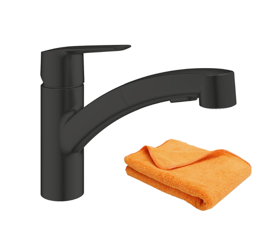 Robinet De Cuisine Avec Douchette Start Noir Mat + Microfibre