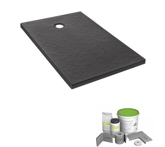 Pack Receveur De Douche 160 X 80 Ipso Rectangle Anthracite + Kit D'étanchéité