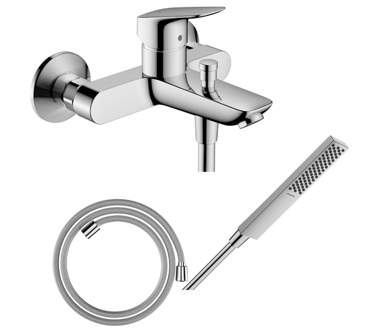 Pack Mitigeur Bain Douche Mécanique Hansgrohe Logis + Flexible Designflex + Pommeau