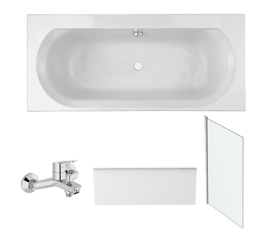 Pack Baignoire 180 X 80 Jacob Delafon Elise + Tablier Niche + Mitigeur Bain Douche Mural Aimé Chrom