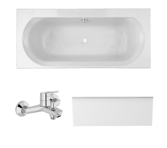 Pack Baignoire Droite 170 X 75 Jacob Delafon Elise + Tablier En Niche + Mitigeur Bain Douche Mural