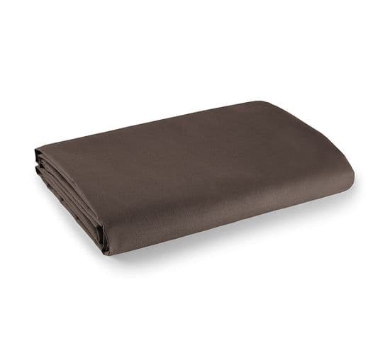 Drap Plat 100% Coton / 57 Fils/cm² - Choco - 240 X 300 Cm Pour Lit 2 Places