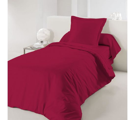 Housse De Couette Rouge 140 X 200 Cm / 100% Coton / 57 Fils/cm² Pour Lit 1 Place