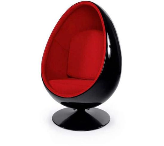 Fauteuil Oeuf Résine Rouge 90x90x133cm