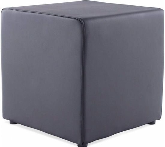 Tabouret Bas Simili Cuir Noir 41x41x41cm