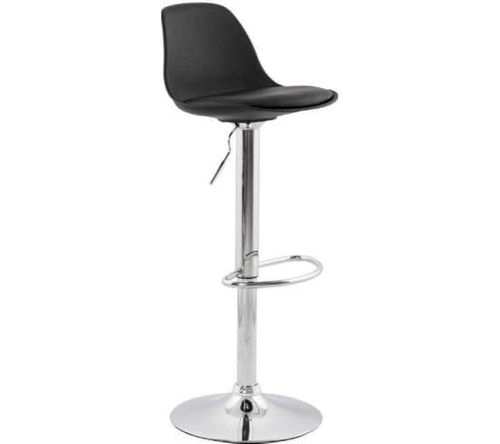 Tabouret De Bar Assise Rembourrée Imitation Cuir Noir