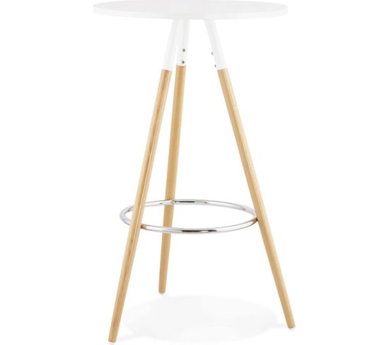 Table Haute Design En Bois Blanc D65cm