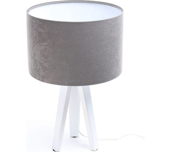 Lampe De Chevet Bois Blanc 30x30x46cm