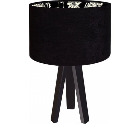 Lampe De Chevet Bois Noir 30x30x46cm