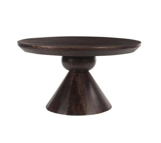 Bombay-table Basse Ronde D80 Cm, Bois De Manguier Massif Teinté Noyer