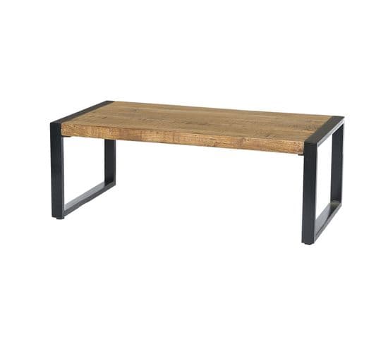 Dacca,table Basse 110x60 Cm En Manguier Massif Et Métal Noir