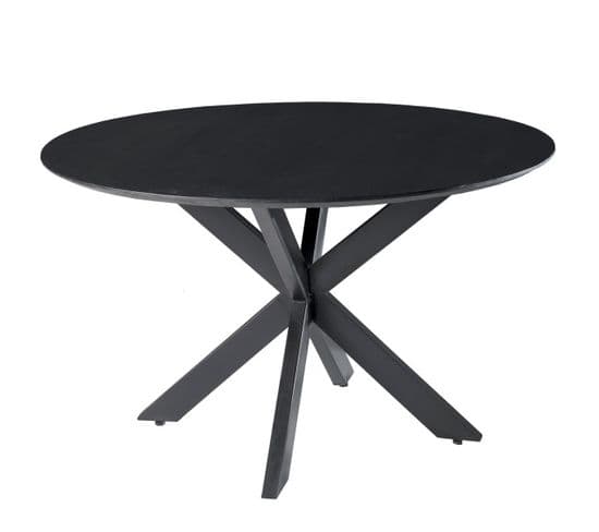 Urban-table à Manger Ronde 6 Personnes D130 Cm, Spider Et Acacia Noir