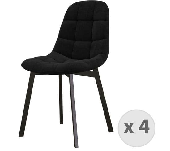 Stellia-chaise En Velours Et Métal Noir (x4)