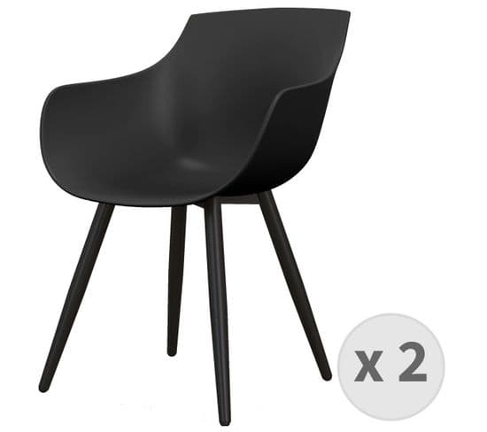 Yanice-chaise Coque Noire,  Pieds Métal Noir (x2)