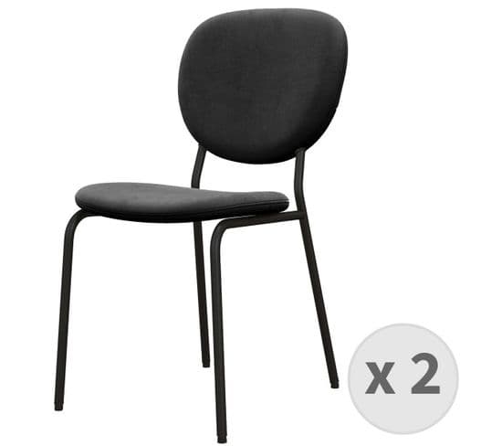 Anais-chaise En Velours Et Métal Noir (x2)