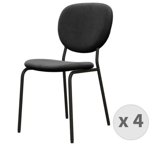 Anais-chaise En Velours Et Métal Noir (x4)