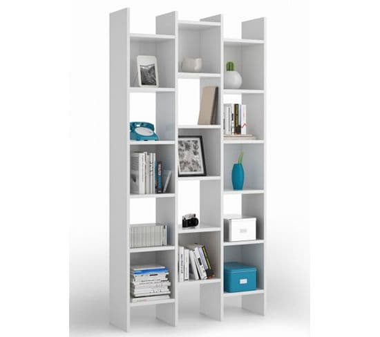 Etagère En Mélamine Coloris Blanc Artik - Dim : L96 X P29 X H192 Cm