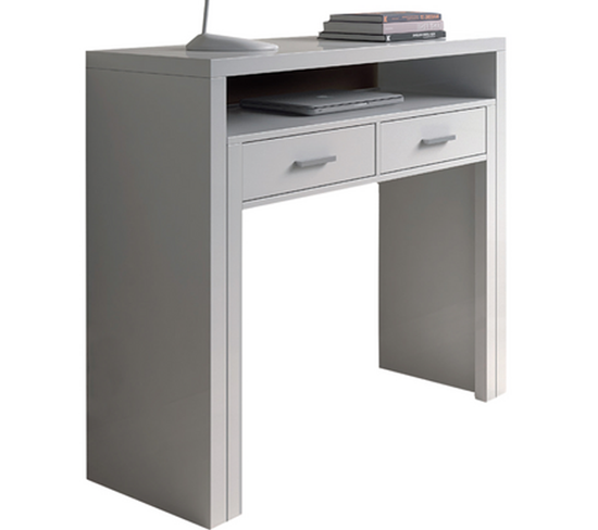 Console En Mélamine Coloris Blanc Brillant - Dim : 98 X 87 X 36 Cm