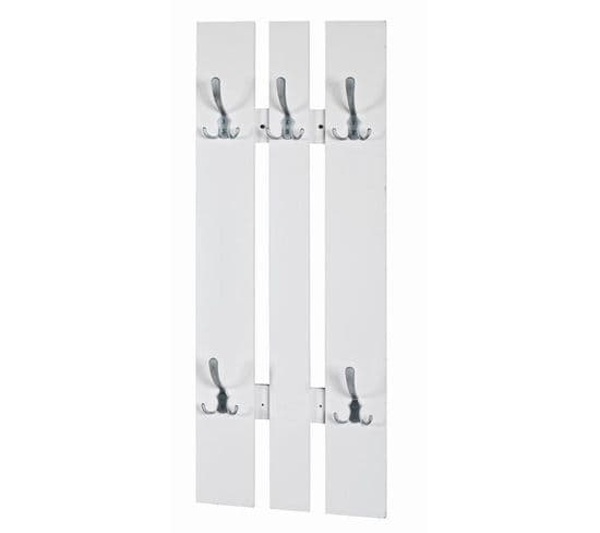 Patère Murale En Mdf Blanc-optique Inox - Dim : L45 X P9 X H100 Cm